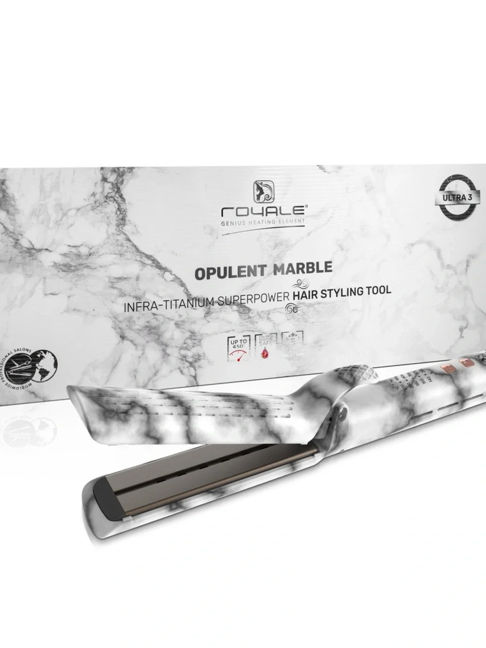Royale Infra-Titanium Superpower Hair Styling Iron, Opulent Marble